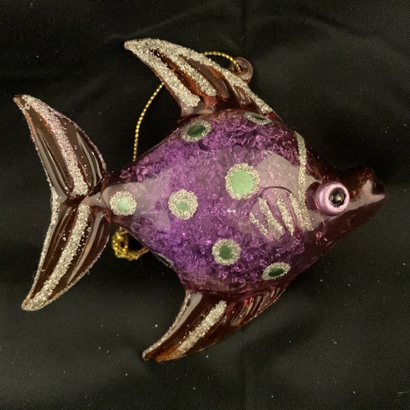 🎄Set Of 5 Hand Blown Glass Fish Christmas Ornaments - Picture 4 of 16